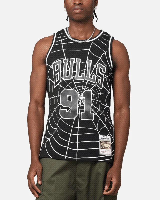 Mitchell & Ness Chicago Bulls Dennis Rodman 'Glow Web' Jersey Black Dark Color Jersey Shirt