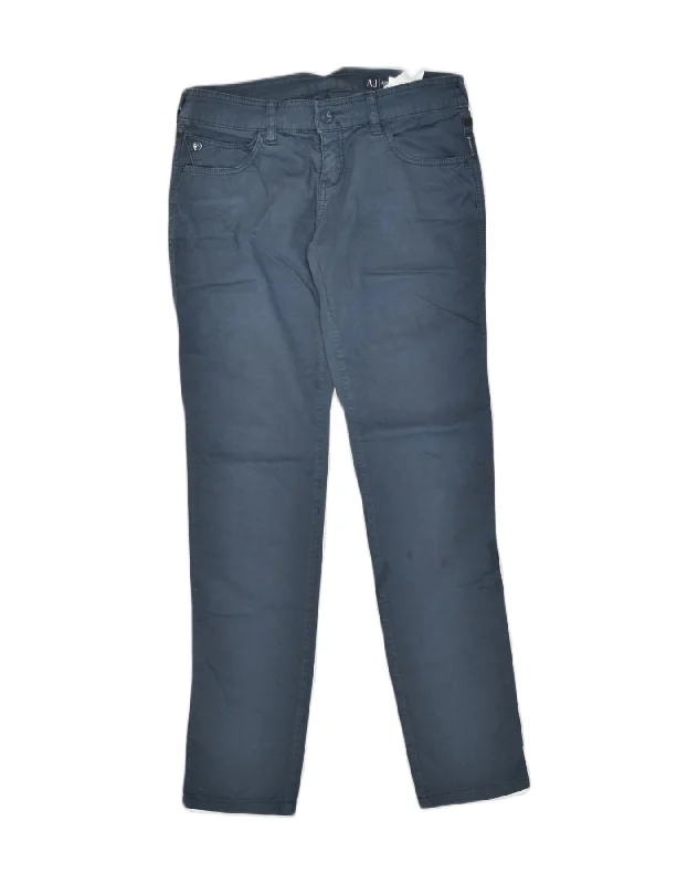 ARMANI Womens Slim Casual Trousers W32 L31 Blue Cotton Trousers Polka Dot Cute