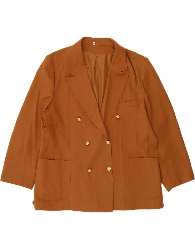 VINTAGE Womens Double Breasted Blazer Jacket UK 24 3XL Brown New Wool Zippered Front Buttoned Front Snap Front VINTAGE Womens Double Breasted Blazer Jacket UK 24 3XL Brown New Wool Zippered Front Buttoned Front Snap Front