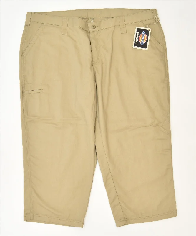 DICKIES Womens Capri Chino Trousers W44 L23 Khaki Polyester Classic Trousers Occasion Special