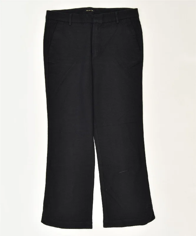 MASSIMO DUTTI Womens Bootcut Suit Trousers W32 L26 Black Cotton Classic Cropped Trousers Casual Linen