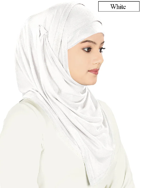 Two Piece Instant White Viscose Jersey Hijab High-End Jersey Tee