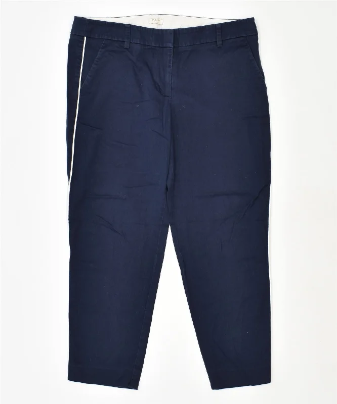 J. CREW Womens Capri Trousers US 10 Large W32 L24 Blue Cotton Trousers Tapered Slim Fit