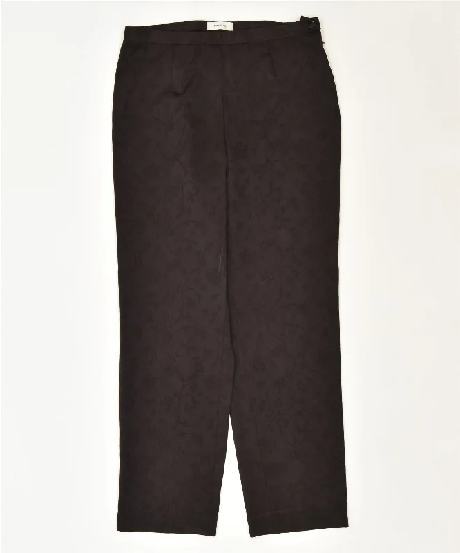 ESOLOGUE Womens High Waist Suit Trousers IT 46 Large W30 L28 Brown Wide Leg Loose Fit Mid Waist