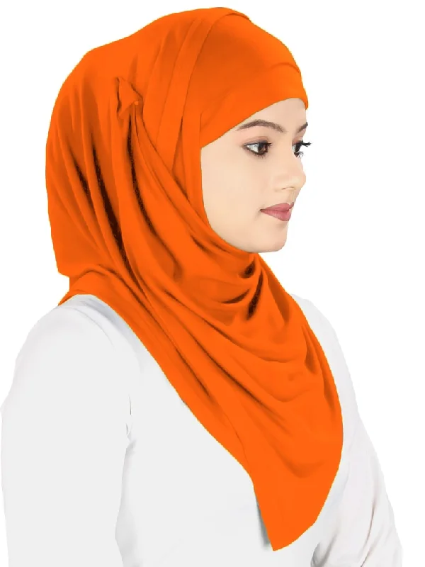 Two Piece Instant Orange Viscose Jersey Hijab Summer Jersey Tee
