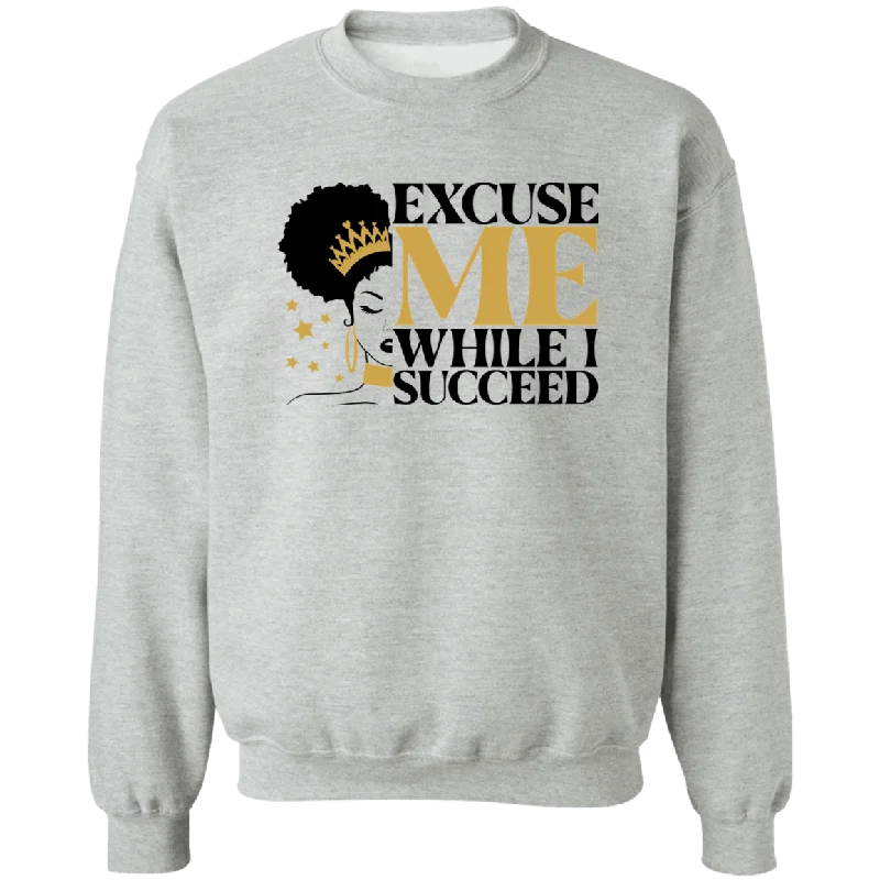 Excuse Me Ladies Crewneck Pullover Sweatshirt Hoodie with Camouflage Military Edgy