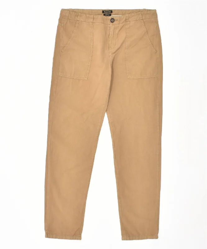 MASSIMO DUTTI Womens Slim Casual Trousers US 6 Medium W32 L30 Beige Cotton Trousers trendy modern