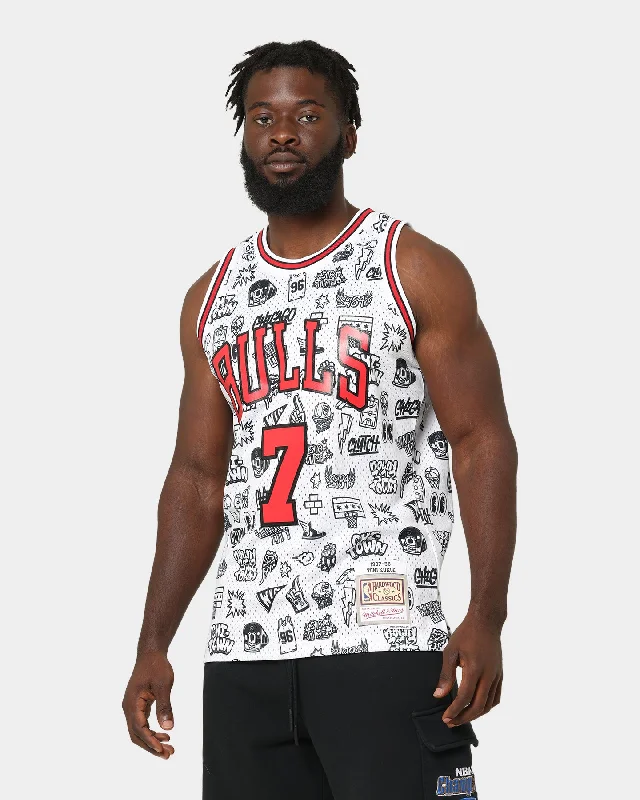 Mitchell & Ness Chicago Bulls Toni Kukoč #7 1997-1998 Doodle Swingman Jersey White Turtle Neck Jersey Shirt