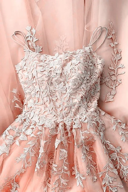 Coral Prom Dresses Ball Gown Lace Embroidery Spaghetti Straps For Girl's Sweet 16 Birthday Party cg20420 Coral Prom Dresses Ball Gown Lace Embroidery Spaghetti Straps For Girl's Sweet 16 Birthday Party cg20420