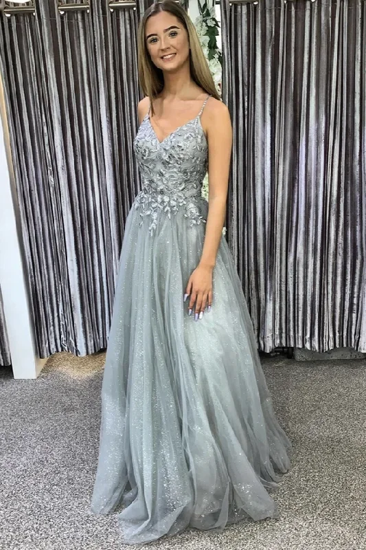 Elegant v neck lace long A line prom dress evening dress    cg20447