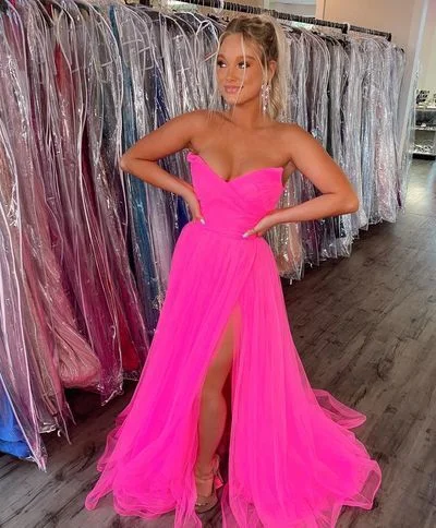 Sweetheart Simple Tulle Long Prom Dress     cg20339