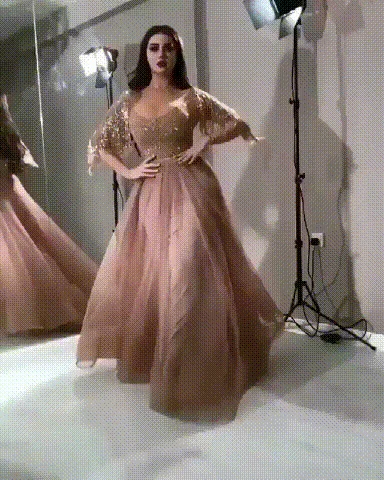 Gold Bead Tassel Dusty Pink Half Sleeves A-line Prom Dresses,CP0129