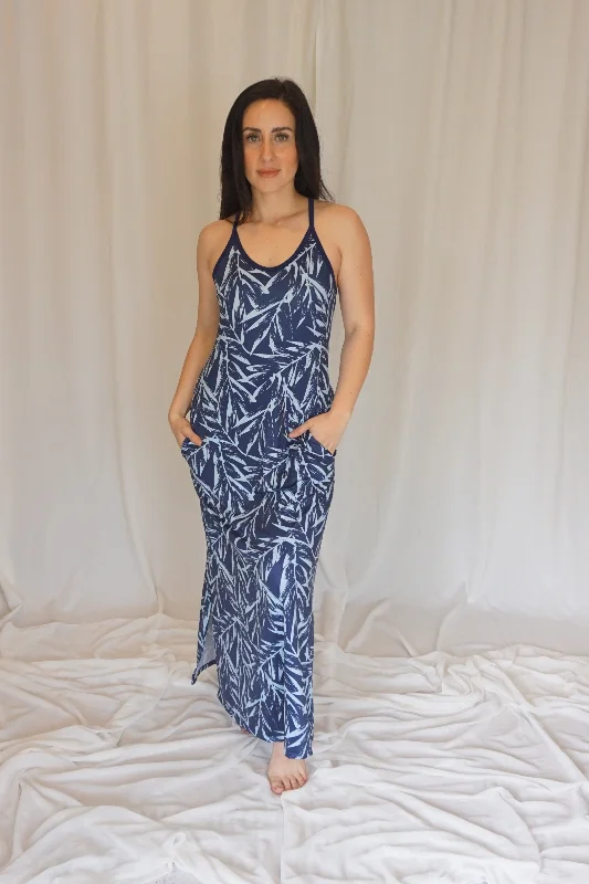 Midnight Palm Cami Dress w/Pockets