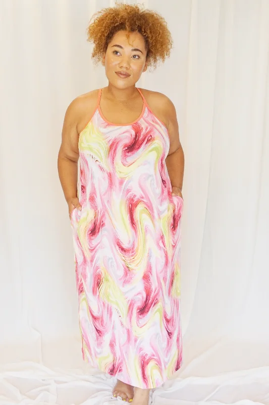 Pink Swirl Cami Dress w/Pockets