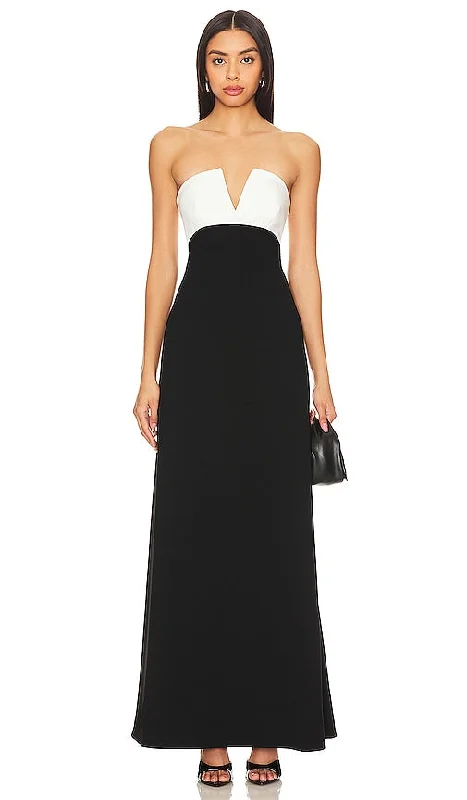 Lovers and Friends Anais Strapless Gown in Black & White