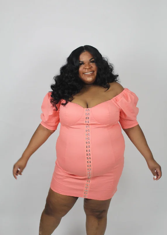 Peachy Keen Puff Sleeve Dress