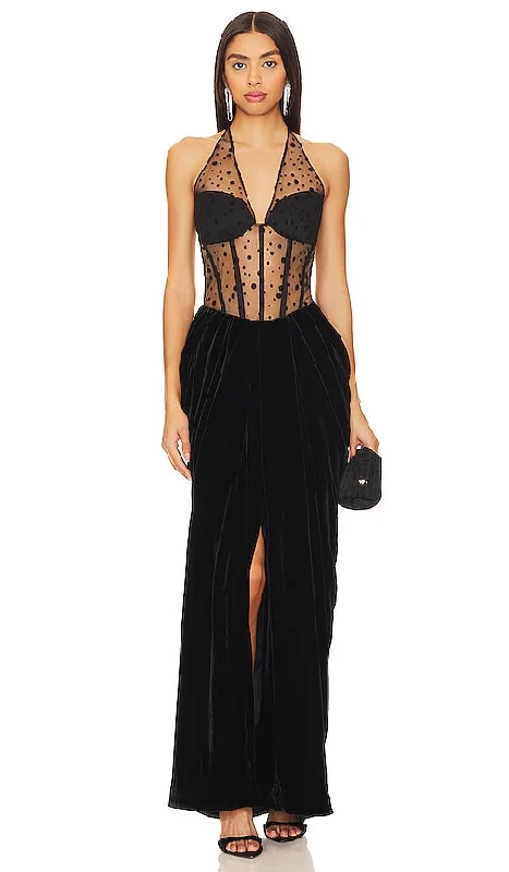 RASARIO Bustier Gown in Black