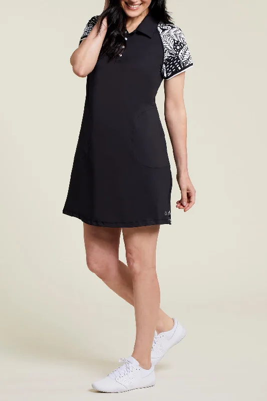 Tribal Sport Short-Sleeve Dress w/ Inner Short 1386O-3476-0002 Black