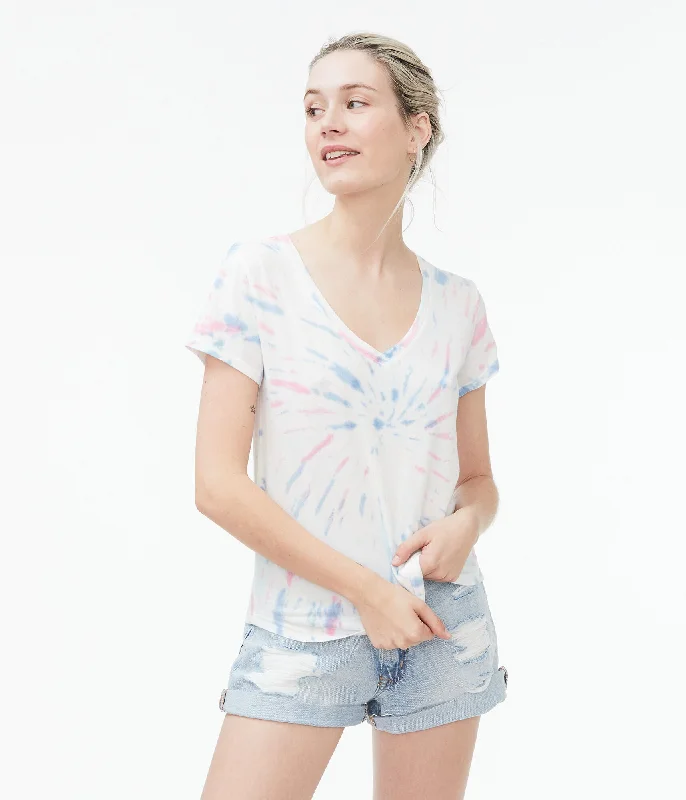 Aeropostale Seriously Soft Tie-Dye Swirl V-Neck Tee Cotton Fabric Linen Fabric Terry Fabric Aeropostale Seriously Soft Tie-Dye Swirl V-Neck Tee Cotton Fabric Linen Fabric Terry Fabric