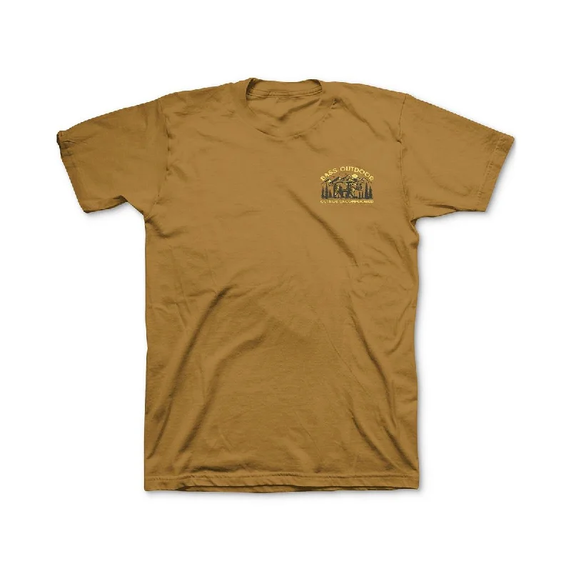 BASS OUTDOOR Mens Cotton Logo Graphic T-Shirt Collared T-Shirt Boat Neck A-Line