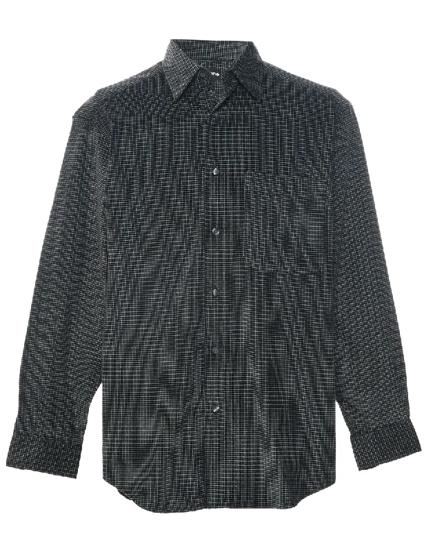 Black Checked Shirt - M Spandex Blend Rayon Blend Denim Blend