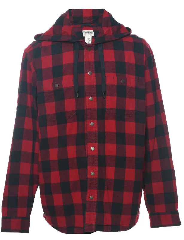L.L. Bean Checked Shirt - L Zippered Front Buttoned Front Snap Front