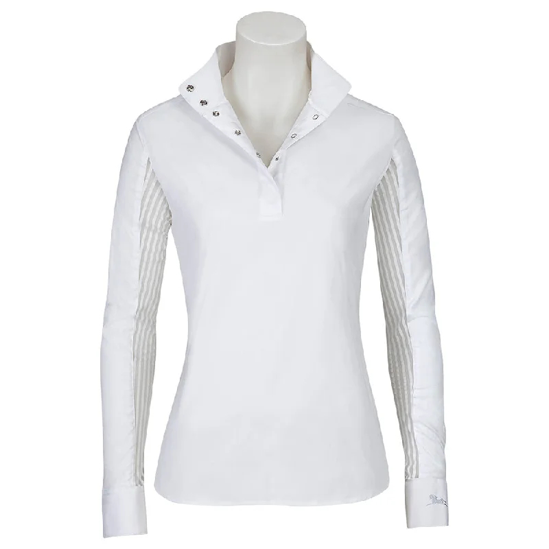 LA680J RJ Classics Lauren Ladies White Long Sleeve English Show Shirt Silk Blend Satin Velvet LA680J RJ Classics Lauren Ladies White Long Sleeve English Show Shirt Silk Blend Satin Velvet