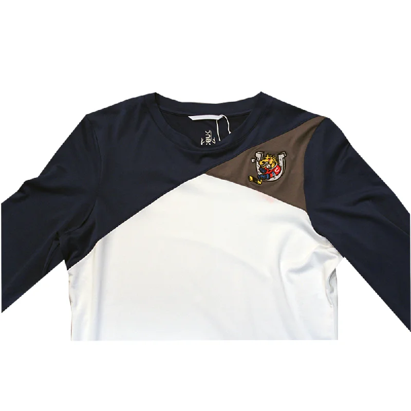 WOMEN'S Colourblock 3/4 Sleeve T-Shirt Zippered Front Buttoned Front Snap Front