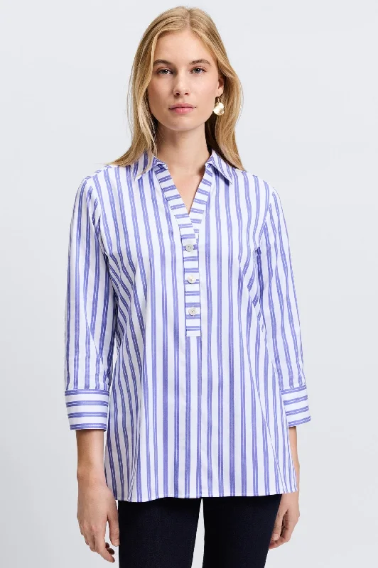 Pamela Essential Stretch No Iron Stripe Shirt Cotton Fabric Linen Fabric Terry Fabric
