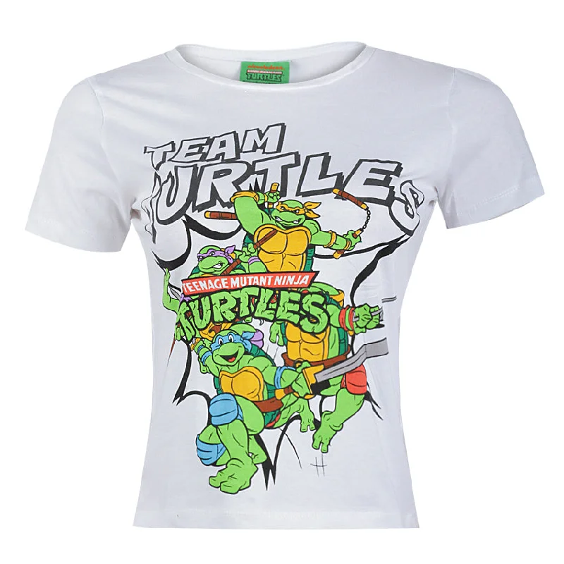REDTAG White Graphic Printed T-Shirt Sequined Glittery Shiny