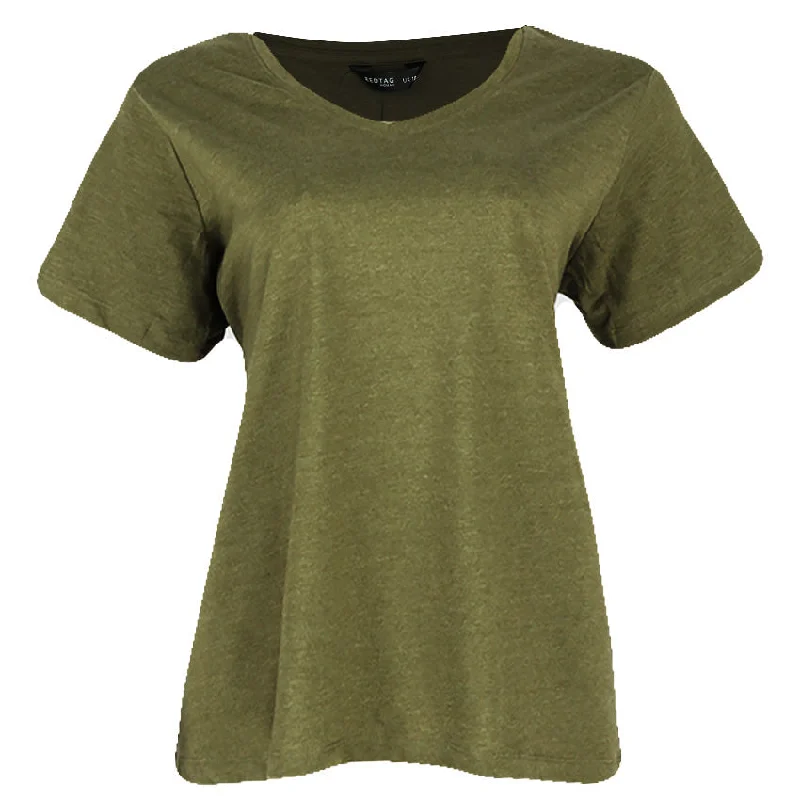 REDTAG Women's Pale Green Casual T-Shirts Nylon Fabric Polyester Fabric Spandex Fabric