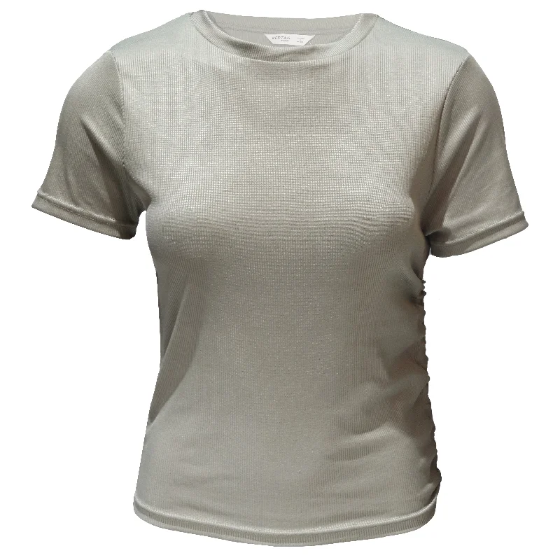 Pale Green T-Shirt Solid Print Embellished