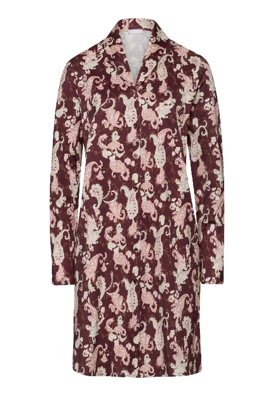 Loungy Nights Cotton Flannel Sleep Shirt | Meraki Paisley 74970-2162 Notch Collar Peter Pan Collar Cowl Neck