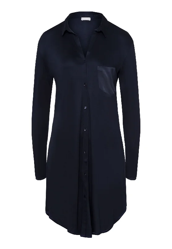Grand Central TENCEL™ and Silk Sleep Shirt | Deep Navy 77420-1610 Ribbed T-Shirt High Neck Heavyweight