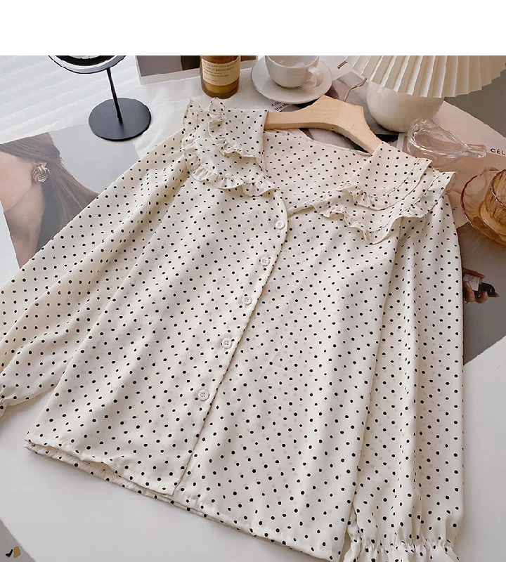 Baby collar lace design aging shirt  6407 Denim Fabric Leather Fabric Suede Fabric