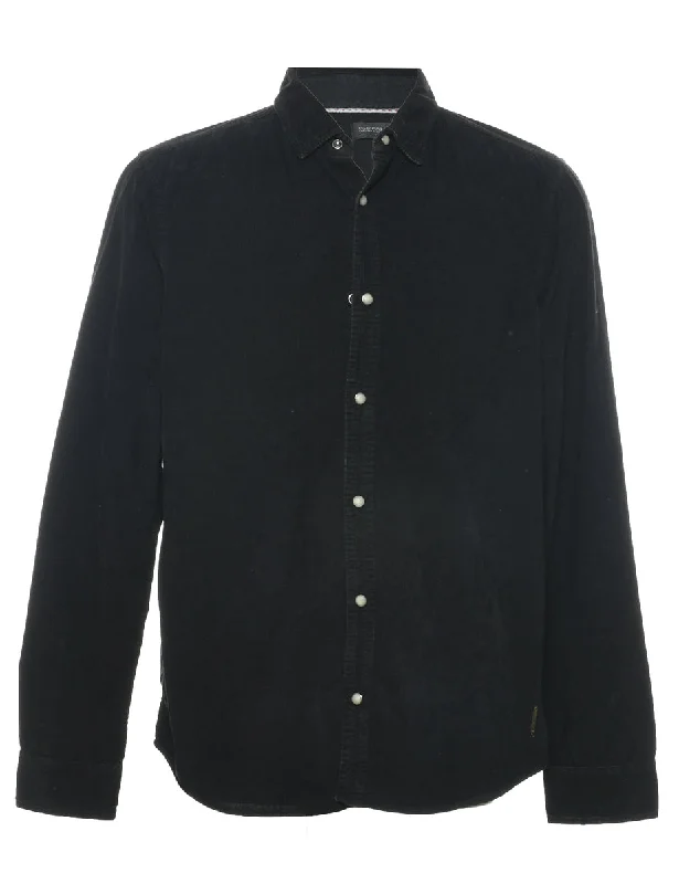 Black Corduroy Shirt - S Cotton Fabric Linen Fabric Terry Fabric