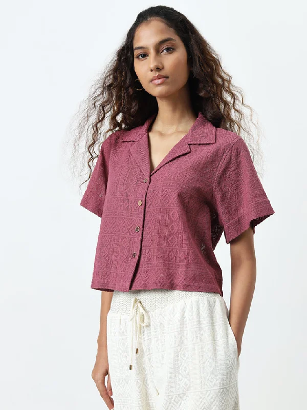 Bombay Paisley Mauve Self-Patterned Knitted Shirt Chenille Fabric Brocade Fabric Lace Fabric