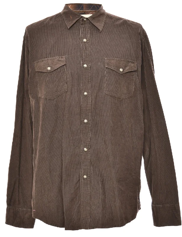 Corduroy Dark Brown Shirt - XL Modern Contemporary Chic