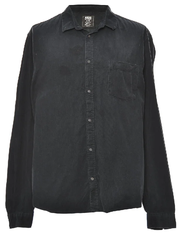 Corduroy Navy Classic Shirt - L Mesh Blend Leather Blend Suede Blend