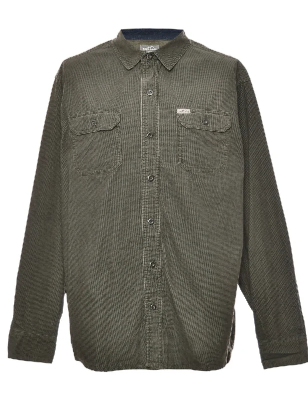 Corduroy Olive Green Shirt - L Thin T-Shirt Open Front Quick Dry
