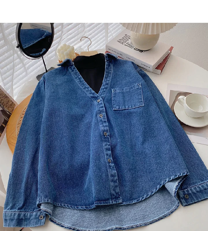 Denim Long sleeve design, stitching and thin shirt 6333 Cashmere Blend Cotton Blend Poly Blend Denim Long sleeve design, stitching and thin shirt 6333 Cashmere Blend Cotton Blend Poly Blend