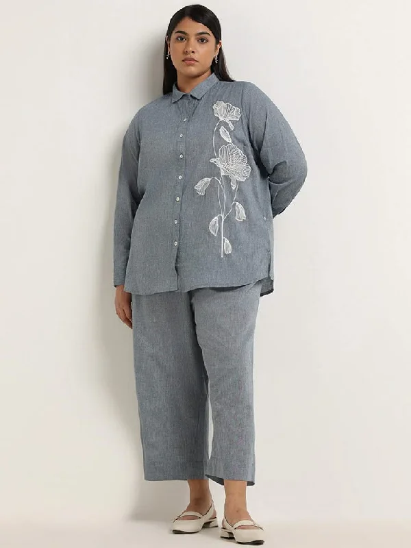 Diza Grey Embroidered Cotton Shirt Jersey Fabric Tulle Fabric Batik Fabric