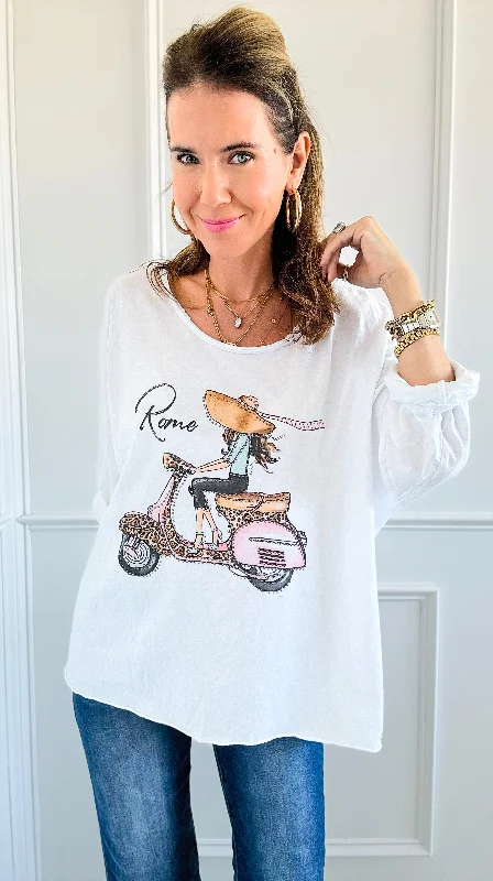 Girl In Rome Italian T-Shirt Hooded Caped Shawl Collar