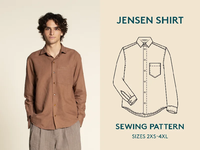 Jensen Shirt - Sewing Pattern | Wardrobe By Me Mesh Fabric Canvas Fabric Denim Fabric
