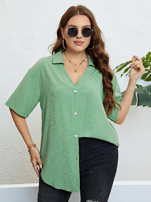 Johnny Collar Half Sleeve Shirt Mesh Blend Leather Blend Suede Blend