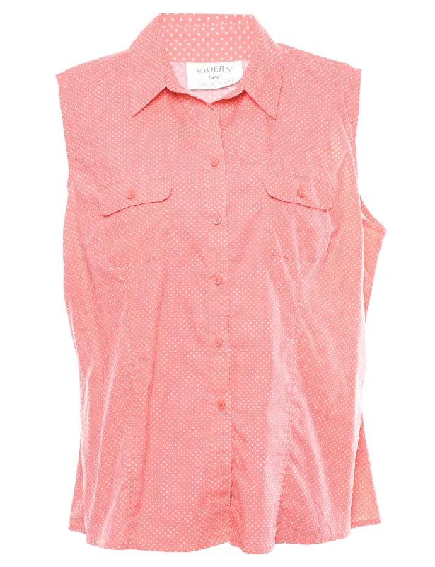 Lee Polka Dot Print Pink & White Shirt - XL Handmade Hand-knitted Hand-woven