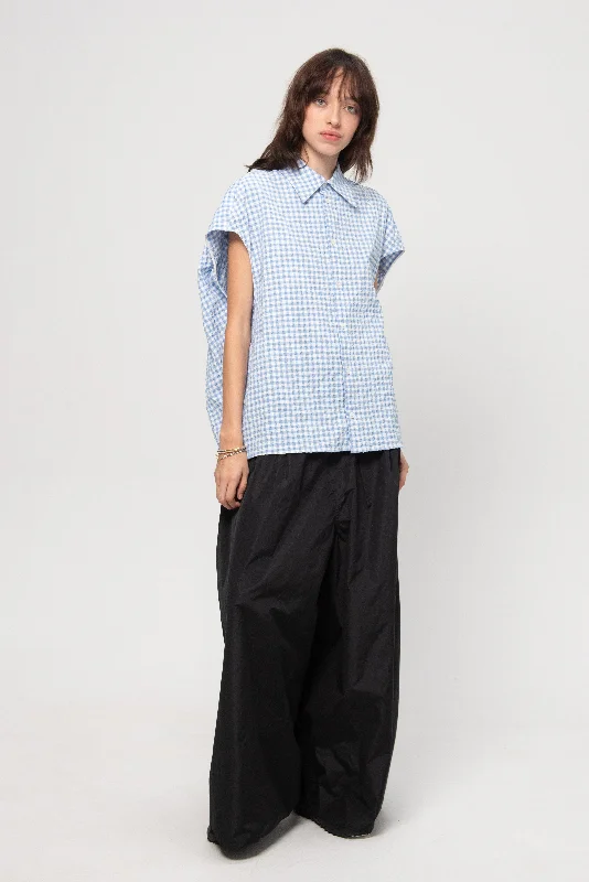 Shirt, Light Blue Cotton Fabric Linen Fabric Terry Fabric