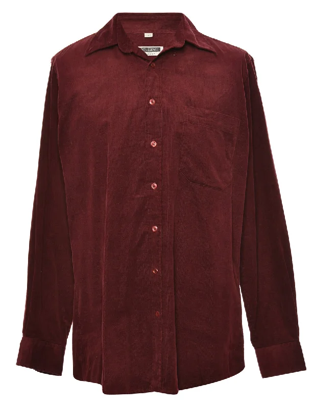 Maroon Corduroy Shirt - S Plaid T-Shirt Polka Dot Checkered