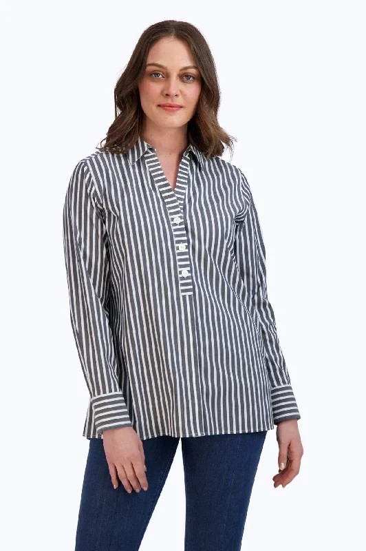 Pamela Stretch No Iron Stripe Shirt Boxy Fit Fitted Loose