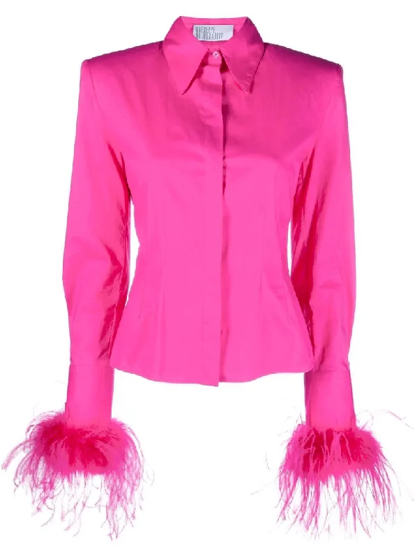 Poplin cut out fuschia shirt Wool Fabric Cashmere Fabric Tweed Fabric